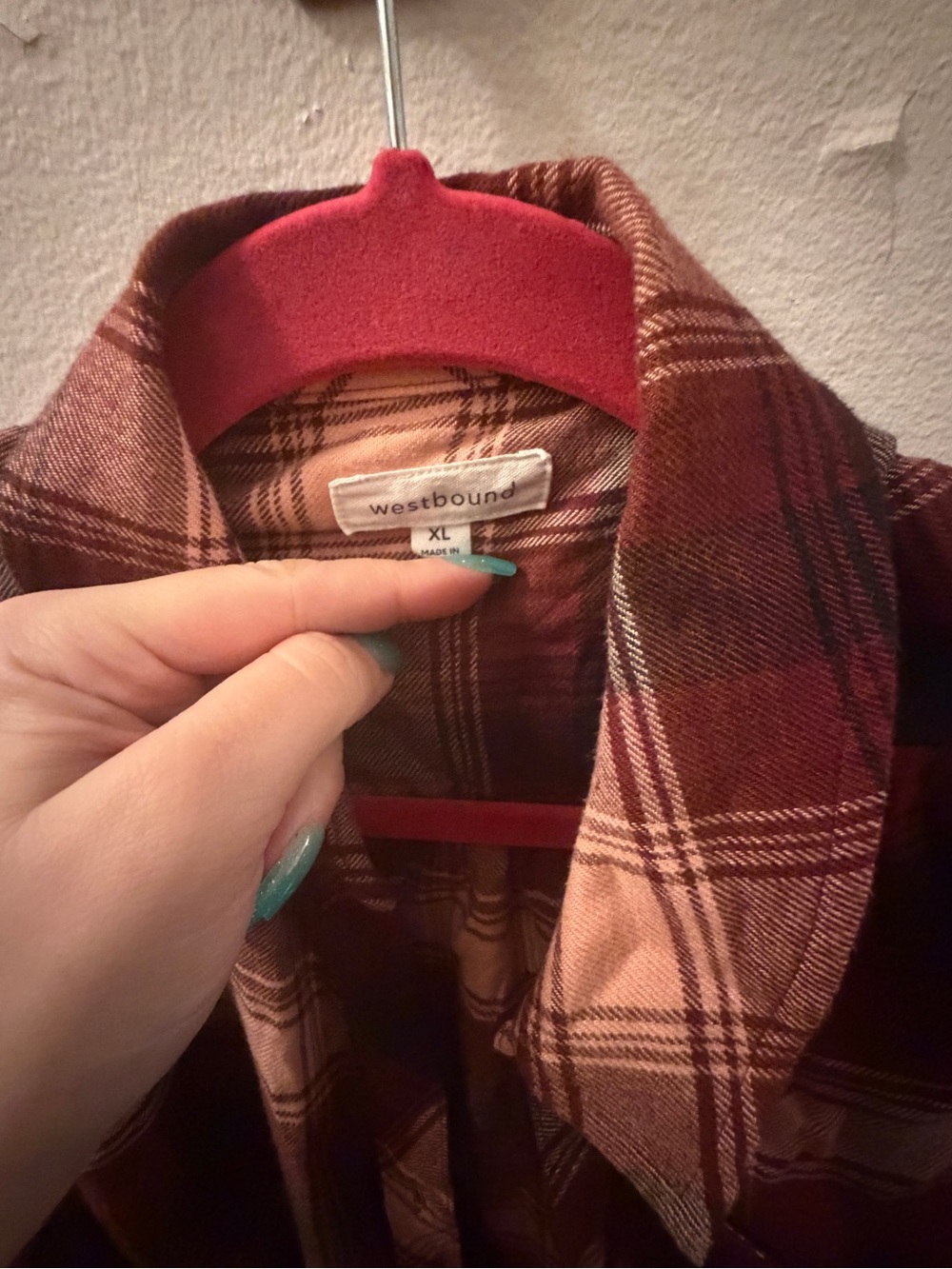 Westbound Burgundy Pink Plaid Button Down Shirt Women’s XL - Picture 2 of 5